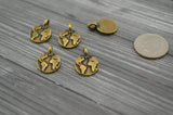 TierraCast Earth Charms, Antique Brass Pendants Tierra Cast Tiny Bronze Earth Day Charm Drops, Qty 4 to 20, Yoga Meditaton Wrap