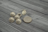 BUFFALO Nickel Metal Buttons 3/8" Antique Silver, Nickel Reproduction Tiny Shank Back Button, Qty 4 or 8, Buffalo Head 11mm