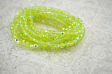 LEMON LIME 6mm Faceted Round Czech Glass Beads Qty 25 or 50 Fire Polished, Yellow Green Transparent Crystal with AB Aurora Borealis Finish,