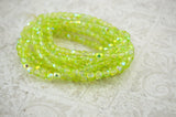 LEMON LIME 6mm Faceted Round Czech Glass Beads Qty 25 or 50 Fire Polished, Yellow Green Transparent Crystal with AB Aurora Borealis Finish,