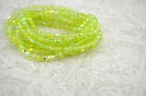 LEMON LIME 6mm Faceted Round Czech Glass Beads Qty 25 or 50 Fire Polished, Yellow Green Transparent Crystal with AB Aurora Borealis Finish,