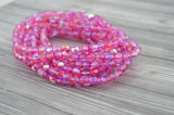 HOT PINK AB 6mm Faceted Round Czech Glass Beads Qty 25 or 50 Fire Polished Fuchsia Pink Mix with Aurora Borealis