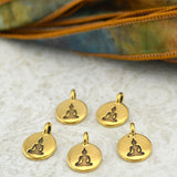 Buddha Charms, TierraCast Antique Gold, Tierra Cast Tiny Drop Pendants Sitting Buddha, Qty 4 to 20, Wrap Bracelet Charms