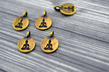 TierraCast Buddha Charms, Antique Brass, Tierra Cast Tiny Drop Pendants Bronze Sitting Buddha, Qty 4 to 20 Yoga Meditaton Wrap Bracelets