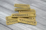 TierraCast NAMASTE Bracelet Bar Connecter Links Pendant Focal Antique Brass Rivetable, Stampable Back, Bronze, Leather Bracelet Supplies Bar