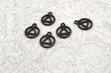 TierraCast RECOVERY Charms, Recovery Symbol Drop Pendants, Black Oxide, Qty 4 to 20, Tierra Cast, Reversible Gunmetal Gray