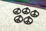 TierraCast Peace Charms, Peace Sign Pendants, 1" Large Drops 27mm Qty 4 to 20 Black Oxide Charms Tierra Cast Retro 70s Charms Gunmetal Gray