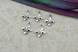 TierraCast FLEUR de Lis charms - 19mm tall pendant drops in antique silver - Tierra Cast flower charm - French Lily drop