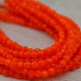 Opal Orange 4mm Faceted Round Beads / Firepolished Czech Glass Beads / Bohemian Fire Polished Spacers Qty 50 Bright Orange Tangerine