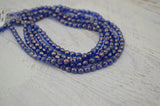 HALO ULTRAMARINE 4mm Faceted Round Czech Glass Beads / Fire Polished Qty 50 Transparent Dark Sapphire Blue Gold Halo Firepolished