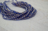 HALO ULTRAMARINE 4mm Faceted Round Czech Glass Beads / Fire Polished Qty 50 Transparent Dark Sapphire Blue Gold Halo Firepolished