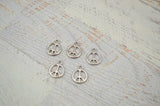 Peace Charms, TierraCast Peace Sign Pendants, Bright Rhodium Silver, 15mm, Tiny 70s Retro Hippie Charms Tierra Cast