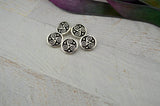 TRISKELE CELTIC Button Tierracast Buttons Qty 4 to 20 Antique Silver Round Metal Shank Button, Great for Leather Wraps, Focal Clasps