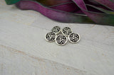 TRISKELE CELTIC Button Tierracast Buttons Qty 4 to 20 Antique Silver Round Metal Shank Button, Great for Leather Wraps, Focal Clasps