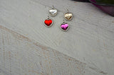 TierraCast Heart Charms, Bright Rhodium Silver, Swarovski Heart Crystal Charms Qty 1 to 6 Tiny Drops, Valentines Day Charms