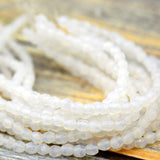 Milky White 3mm Faceted Round Czech Glass Beads /Spacer Beads /Firepolished /Full Strand Qty 50 Small Bead /Bohemian Glass Beads