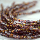 LUSTER AMETHYST CRYSTAL 3mm Faceted Round Czech Glass Beads Qty 50 / Firepolished Small  Purple /Fire Polish  Small