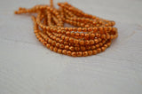 HALO SANDALWOOD 3mm Faceted Round Czech Glass Beads Qty 50  /Firepolished Fire Polish Facet Transparent Orange with Gold Finish