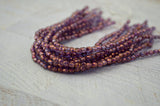 BRONZE ILLUSION 3mm Faceted Round Czech Glass Beads Qty 50 Transparent Amethyst Purple with Bronze Finish /Firepolished Small