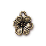 TierraCast Apple Blossom Charms, Flower Charms, Antique Brass, Qty 4 to 20, Double Sided Bronze Beach or Garden Charms, Tierra Cast,