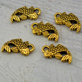 TierraCast KOI FISH Charms, Fish Tattoo Pendants, Antique Gold, Beach Ocean Charms, Qty 4 To 20