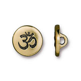 Small OM Metal BUTTONS, Tierracast Antique Gold, Qty 4 to 20, 12mm Button, Jewelry Findings 1/2" Bracelet Clasps, AUM Button