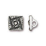 Cezch Square Metal Buttons, Tierracast Antique Silver, Small 10mm Button, Qty 4 to 20, Jewelry Findings 3/8" Bracelet Clasps