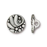 CZECH ROUND BUTTONS, Tierracast Antique Silver, Small 12mm, Qty 4 to 20, Jewelry Findings 1/2" Bracelet Clasps, Leaves Swirl Button