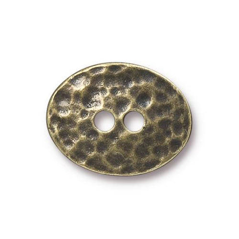 TierraCast DISTRESSED OVAL Buttons, Two Hole Metal Buttons, Brass Oxide, 19mm Qty 4 to 20, Bronze Hammered Oval Button, Leather Wrap Clasps