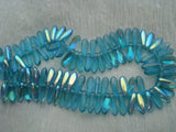 Czech Glass Briolettes, Dagger Beads Teal AB Qty 100 Czech Glass Beads 10 X 3 mm Top Drilled