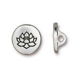 BUTTONS TierraCast LOTUS Buttons, Antique Silver Small, 12mm Metal Button Qty 4 to 20 Jewelry Findings 1/2" Yoga Wrap Bracelet Flower Clasps