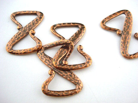 TierraCast Clasps, Z HOOK Clasps Antique Copper, Distressed Metal Hammered Z Clasps, Tierracast Leather Findings, 27mm Qty 2, Large Clasps