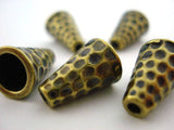 TierraCast End Caps, TALL HAMMERTONE Bead Cones, Antique Brass Oxide 17mm Textured Finish Qty4