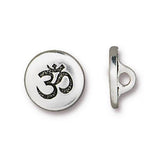 Small OM Metal BUTTONS, Tierracast Antique Silver, 12mm Button, Qty 4 to 20, Jewelry Findings 1/2" Bracelet Clasps, AUM Button