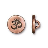 Small OM Metal BUTTONS, Tierracast Antique Copper, Qty 4 to 20, 12mm Button, Jewelry Findings 1/2" Bracelet Clasps, AUM Button