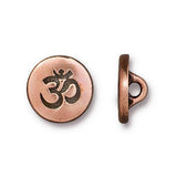 Small OM Metal BUTTONS, Tierracast Antique Copper, Qty 4 to 20, 12mm Button, Jewelry Findings 1/2" Bracelet Clasps, AUM Button