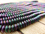 IRIS PURPLE Lentil Beads, 2 hole Czechmate Lentils, Rich Purple Metallic Shimmer, 6 mm, Czech Glass, Full Strand 50 Beads