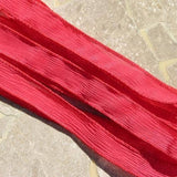 Scarlet Red silk ribbons - crinkle silk ribbons hand dyed can be used for wrap bracelets, crafts, tassels or for bridal flower bouquet trim