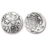 Flora Charms, Tierracast Qty 4 Silver Antique Pewter, 22mm, Dulce Vida Charms, Round Floral, Valentines Day Jewelry