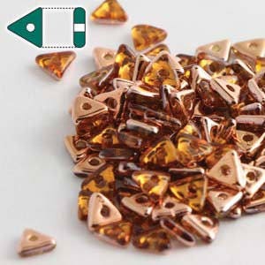 TOPAZ CAPRI GOLD Tri Beads, 4mm Triangle Czech Glass Beads 5 Grams Amber Gold Metallic