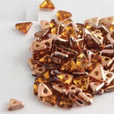 TOPAZ CAPRI GOLD Tri Beads, 4mm Triangle Czech Glass Beads 5 Grams Amber Gold Metallic