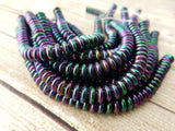 IRIS PURPLE Lentil Beads, 2 hole Czechmate Lentils, Rich Purple Metallic Shimmer, 6 mm, Czech Glass, Full Strand 50 Beads