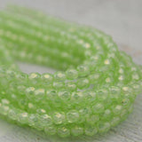 LUSTER PERIDOT GREEN 4mm Faceted Round Czech Glass Beads /Fire Polished Qty 50 /Transparent Firepolished Small Czech Bead