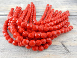 OPAQUE RED 6mm Faceted Round Czech Glass Beads/ Firepolished Red Glas Beads /Qty 25 or 50 Fire Polish Round /Gorgeous Rich Bright Red