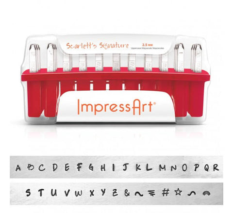 SCARLETTS SIGNATURE Metal Stamp Kit, ImpressArt Alphabet,  Scarlett's Uppercase Stamp Set 2.5 mm PLUS 6 Bonus Stamps