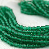 Emerald 4mm Firepolished Round Czech Glass Beads / Czech Glass Beads /Green Faceted Round /Fire Polished 4mm Qty 50