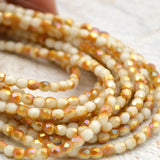 MILKY JONQUIL CELSIAN 3mm Faceted Round Beads / Czech Glass Beads /Firepolished Round /Qty 50 Small Yellow Bead