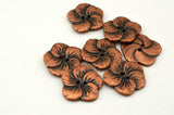 HIBISCUS Buttons, Antique Copper, Gorgeous Hawaiian Metal Flower Buttons 1" Qty 4 to 12, 25mm Leather Wrap Clasp, Clothing Button