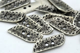 GEORGIA Leaf Buttons Antique Silver Floral Design Metal Rectangle Leaves Vines and Flowers 1" Qty 4 to 12, 25mm Leather Wrap Clasp, Clothing