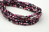 Raspberry Hematite AB 6mm Faceted Round Czech Glass Beads Qty 25 or 50 Fire Polished Fuchsia Pink and Gray with AB, Dual Coat and Metallic